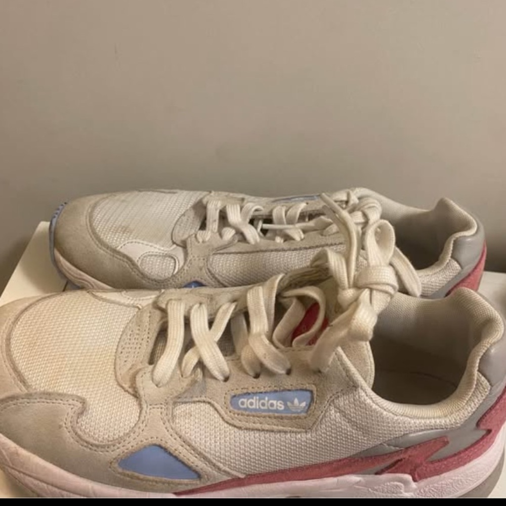 Adidas falcon Cream and Pink Athletic Shoes size 9